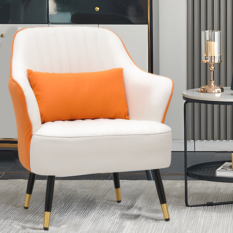 Menisha Modern Upholstered Accent Chair with Pillow, Mid Back Single Sofa Armchair for Living Room, Bedroom and Home Office