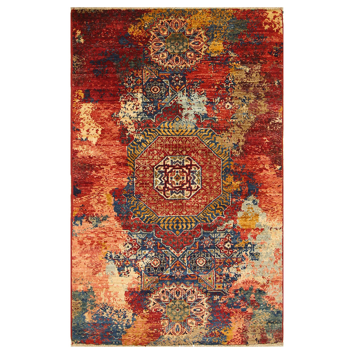 Bokara Rug Co., Inc. High-Quality Hand-Knotted Red/Blue/Yellow Area Rug ...