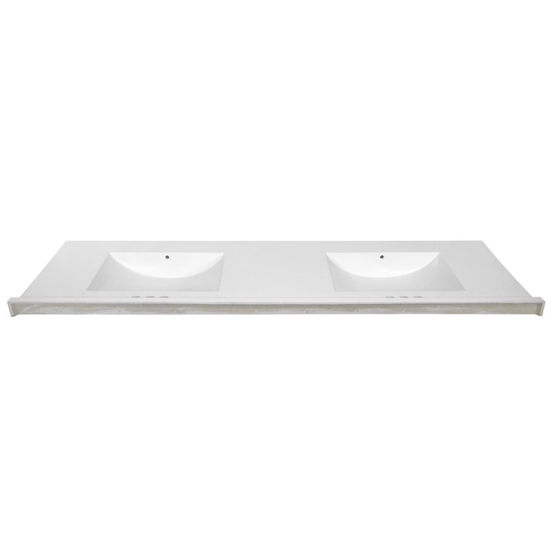 73 Inch Camilla II Modern Vanity Top Double Sink with Backsplash, Solid White