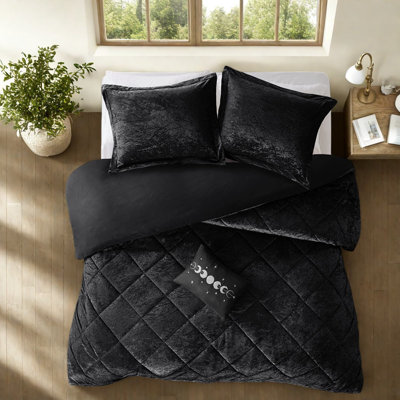 Ensembles de literie luxueux en velours noir, conception matelassée, parfaite pour la décoration moderne