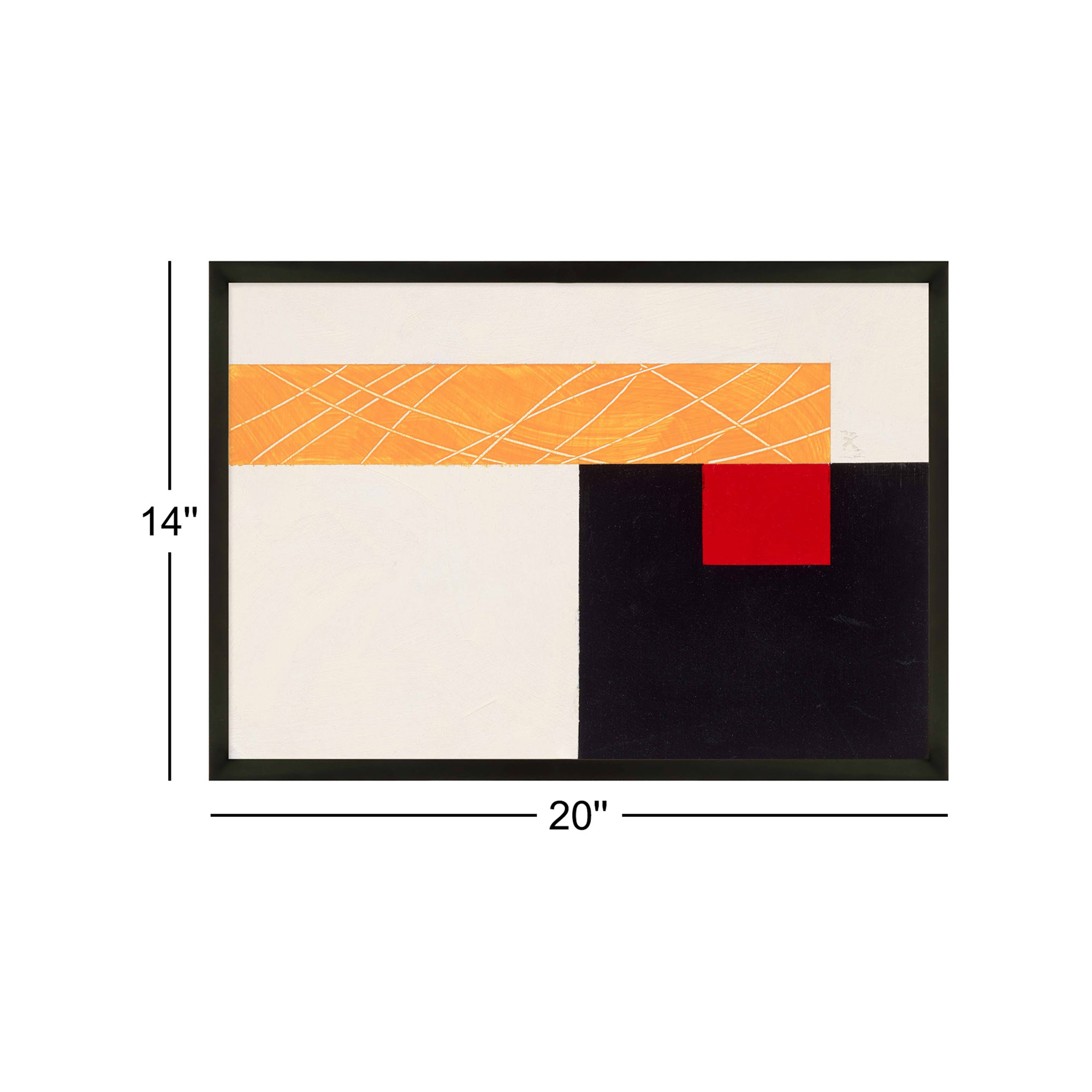 Composition With Yellow 1 by Robert Kamnatnik, Black Framed Paper, 14" H x 20" W x 1.25" D