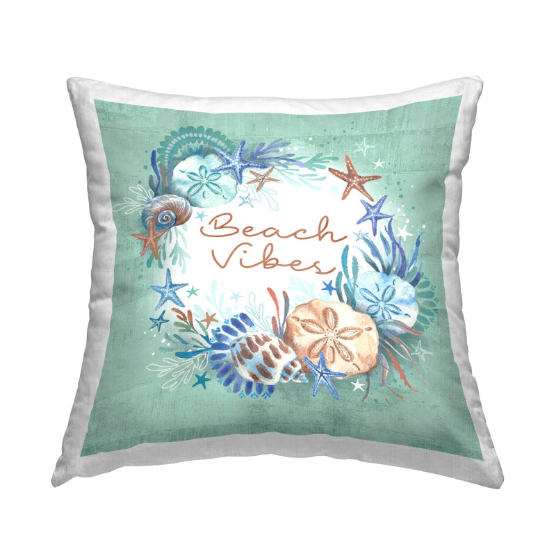 Coussin décoratif imprimé Beach Vibes & Seashells par Courtney Morgenstern