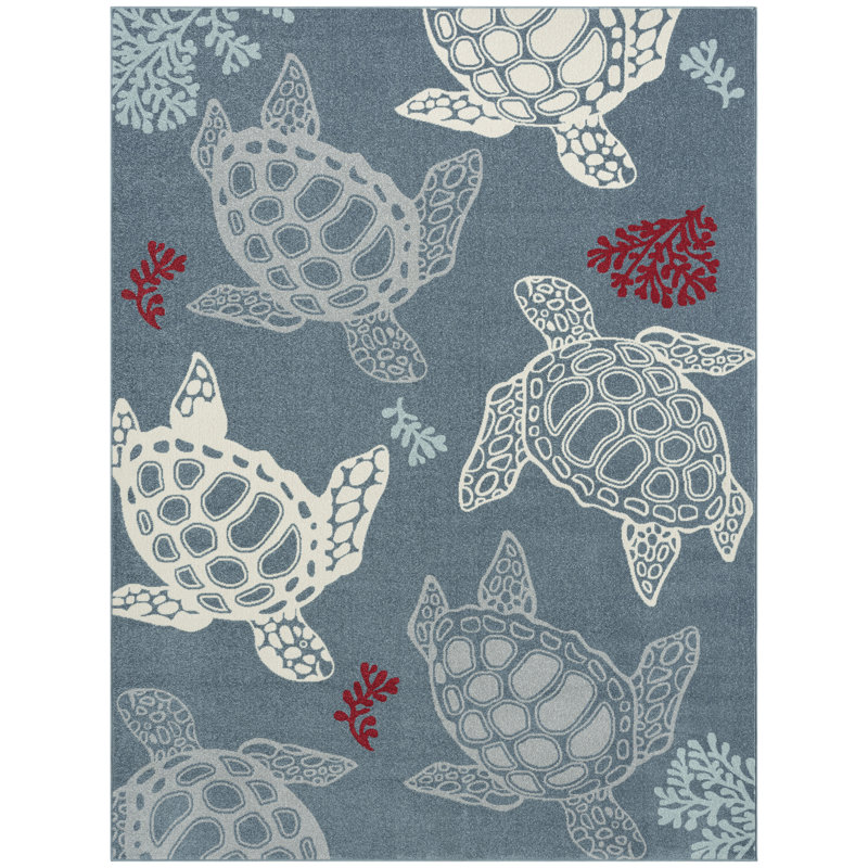 Tapis bleu marine Animal, Rectangle 7 pi 10 po x 10 pi 2 po