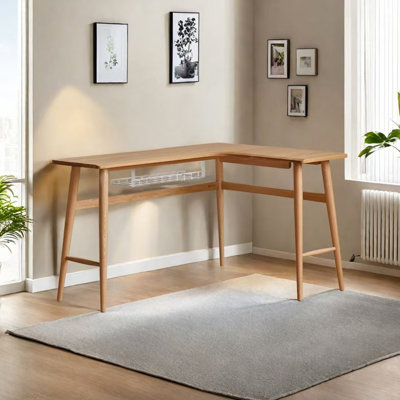 Simple Solid Wood L-shaped Desk