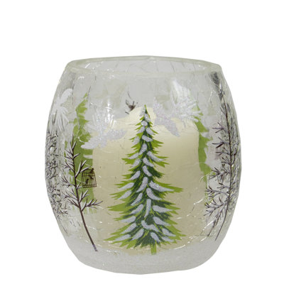 Porte-bougie de Noël en verre sans flamme 3 po