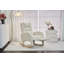 Chaise berçante en coton et lin avec repose-pieds réglable-865409514