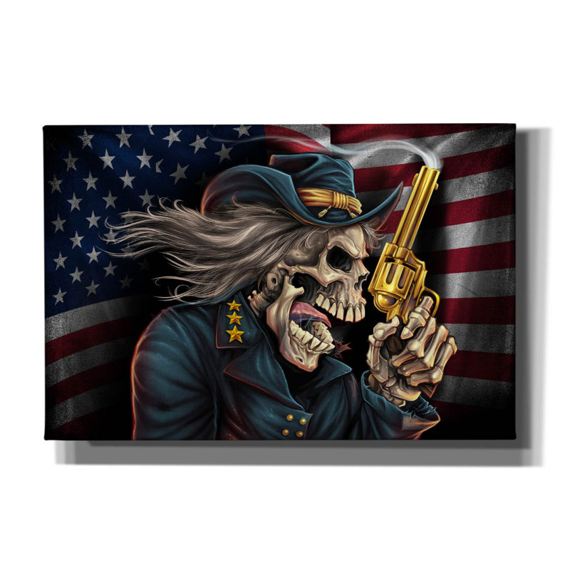 Achilina Yankee Skull, impression sur toile, H 12 po x l 18 po x P 0,75 po