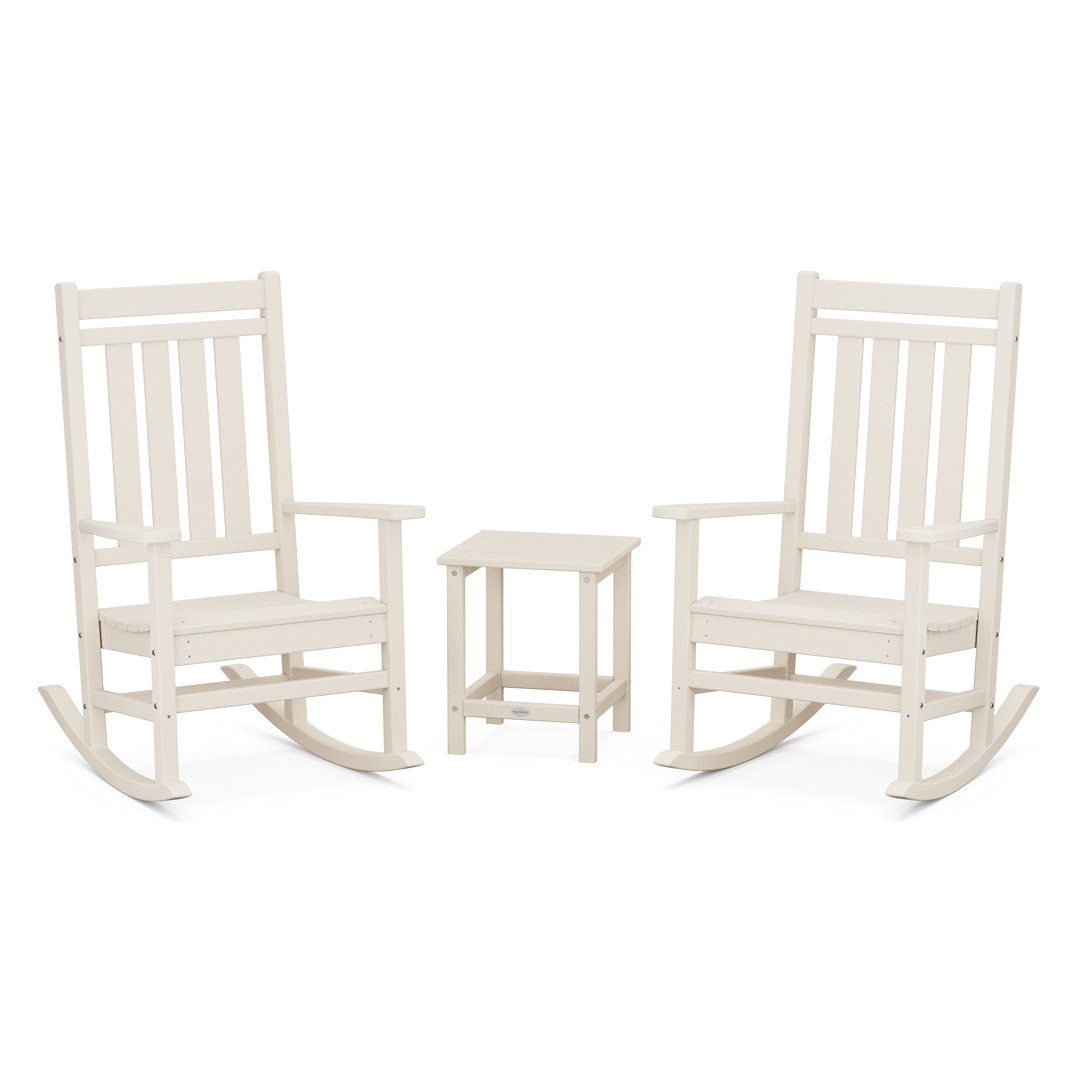 Rocker Estate 3-Piece Rocking Chair Set with Long Island 18" Side Table POLYWOOD® 