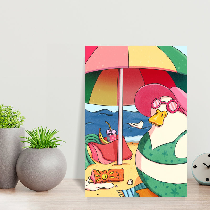 Beach Duck 1 Piece Wrapped Canvas Wall Art, 45.72 cm H x 30.48 cm W