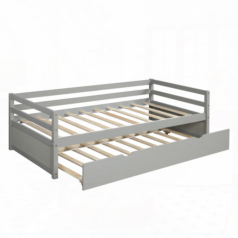 Lit de jour en bois avec couchette, Gris