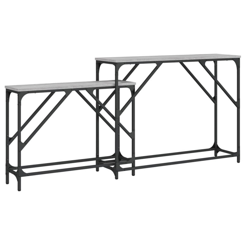 vidaXL Nesting Console Tables Hallway Stand Behind Sofa 2 Pcs Engineered Wood, Grey Sonoma