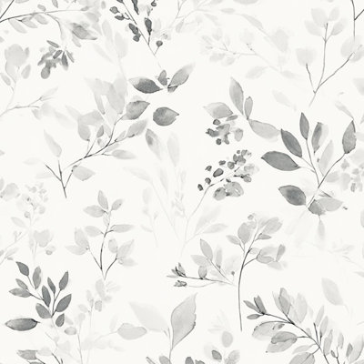 Papier peint adhésif à feuilles d'aquarelle Boho Farmhouse