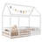 Kova Modern Wooden House Floor Bed with Roof Frame and Safety Guardrails-122489743-122489741