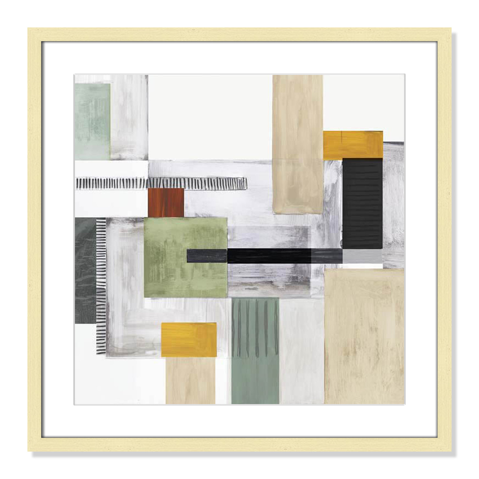 Playful Blocks Print, 23.5" H x 23.5" W x 0.75" D, Gold Box Framed