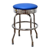 Retro Home Single Ring Chrome Pan Swivel Bar & Counter Stool