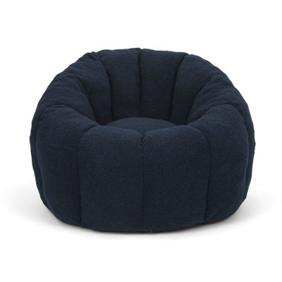 Compression 40"W Pumpkin Bean Bag Sofa For Adults, Soft Teddy Fabric Bean Bag Chair