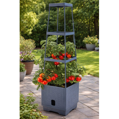 Planter with Trellis – Vertical Garden Tower for Patio or Balcony – Raised Bed Vegetable Container for Tomatoes, Peppers, Herbs & More – Space-Saving Outdoor Garden Kit