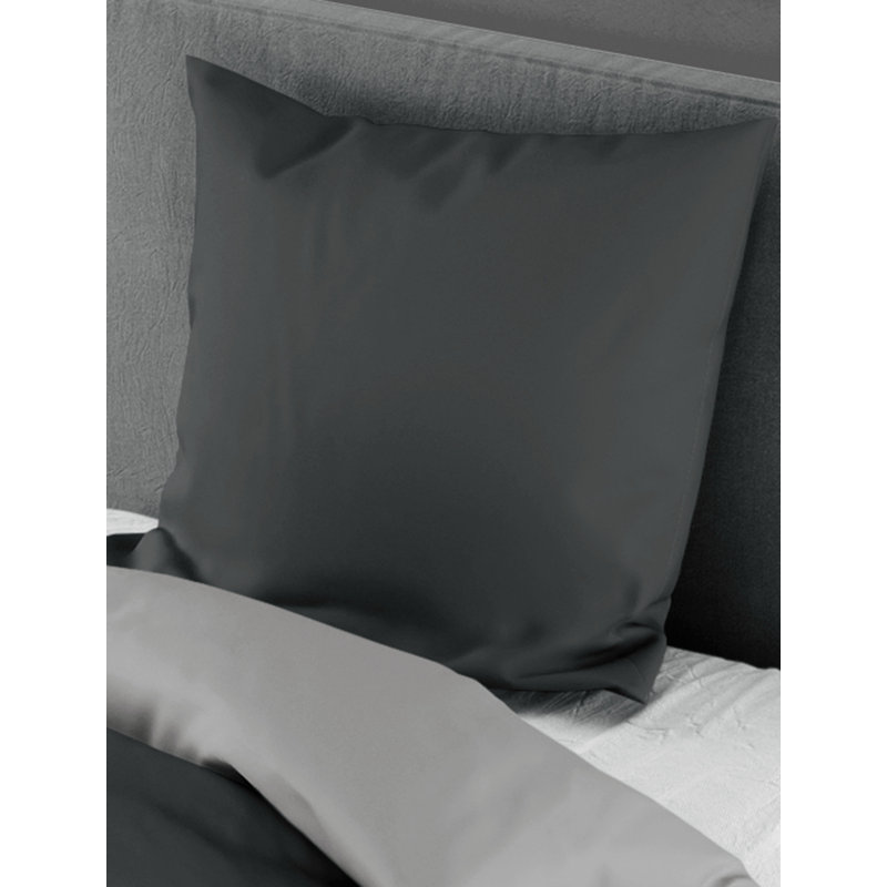 Borchers Hypoallergenic 100% Cotton 145 TC Reversible Duvet Cover Set, Anthrazit, 220 x 240 cm - 1 Pillowcases (80x 80 cm)