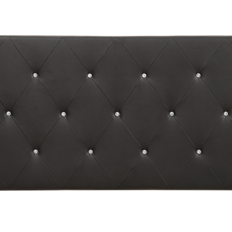 Areswell Upholstered Faux Leather Panel Headboard, Queen, Black