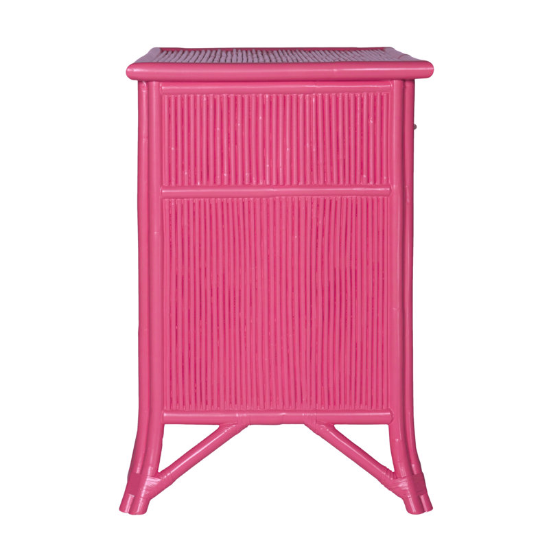 1 - Drawer Rattan Nightstand, Hot Pink