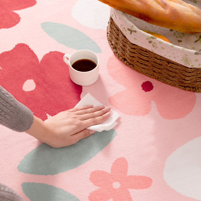 Retro Bloom Soft Floral Machine Washable Area Rug, Rectangle 8' x 10'