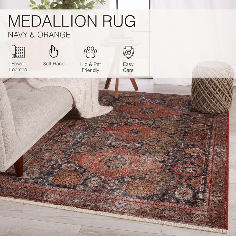 Miko Soft Power-Loomed Oriental Area Rug with Distressed Medallion by Jaipur Living