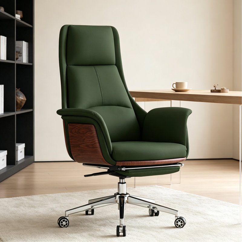 Chaise de bureau simple en similicuir réglable, Vert