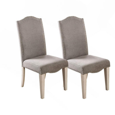 Ensemble de 2 chaises d'appoint de style transitionnel avec cadre blanc et cadre gris