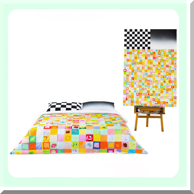 Dreamscape Pixel Perfect Bedding Set - Super Soft Microfiber Sheets with Deep Pockets - Queen Size 4 Piece Collection