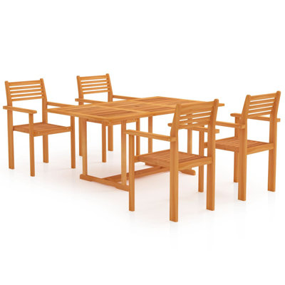 Evonnie Rectangular 4 - Person Teak Dining Set