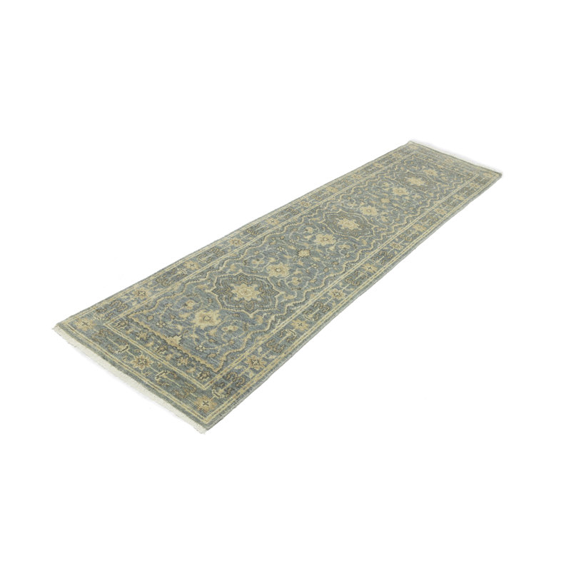 Muted Wool Floral Area Oriental Rug, Runner 2'6" x 9'11"