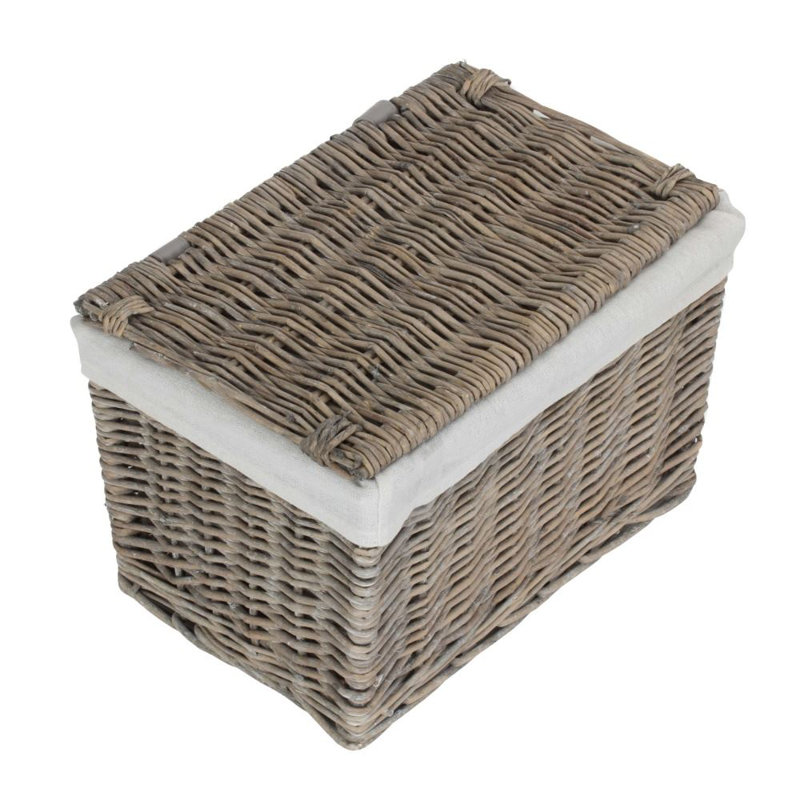 Wicker Laundry Basket, Small (24 cm x 36 cm x 24 cm), Grey