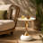 Italian Modern Hourglass End Table, 15.4" Round Iron Tray Top Side Table-400060905