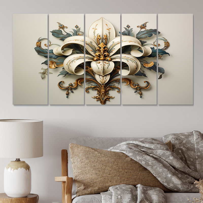 " Fleur-De-Lis A Stylized Lilly Flower II " 5 - Pieces