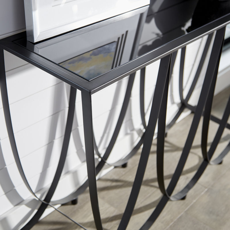 Suffolk 55'' Black Iron and Glass Console Table