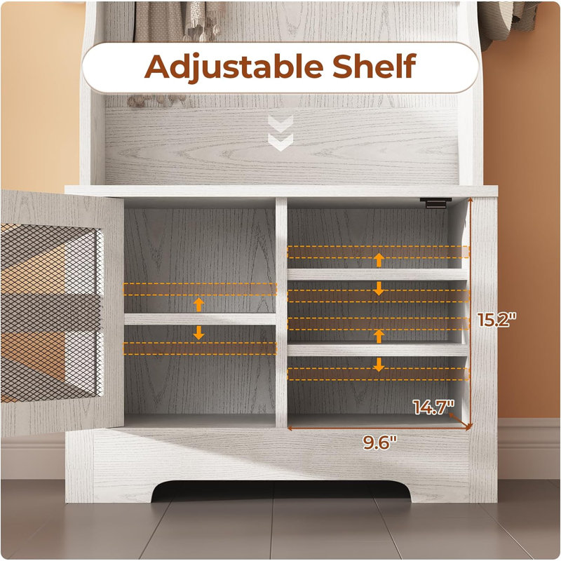 Coleon 23.6'' Wide with Bench And Shoe Storage, White