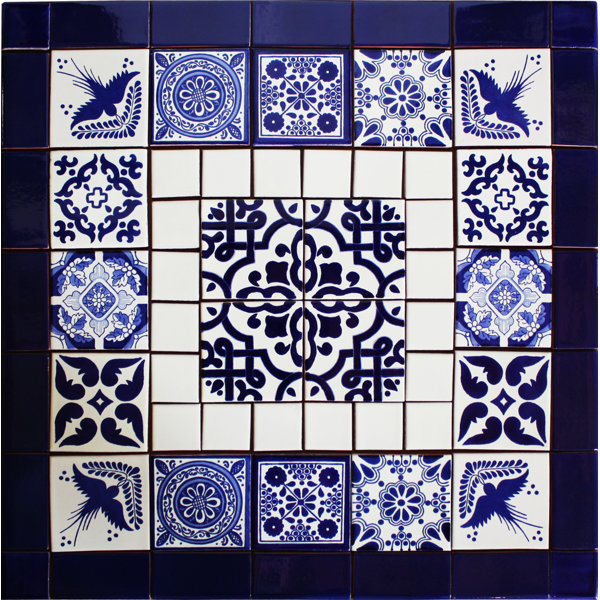 TalaMex Cinza Mexican Tile Set Backsplash Mural
