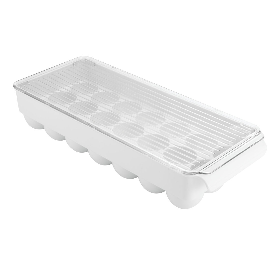 iDesign Fridge Binz BPA-Free Plastic Stackable Egg Holder - 14.5" x 6.25" x 3", Clear/White iDesign
