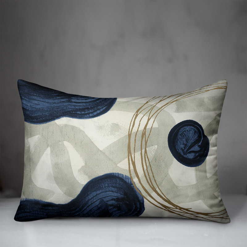 Chic Urban Abstract Blue and Beige Spun Polyester Pillow