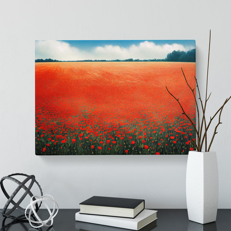 Legendary Poppy Field Flowers - Wrapped Canvas Print, 50cm H x 76cm W x 3cm D