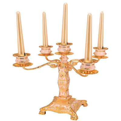 H Tabletop Candelabra Holder with Candle Included