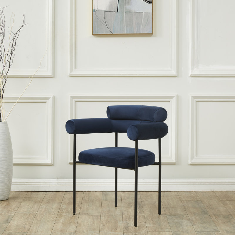 Bellport Curved Back Dining Chair, Navy Velvet