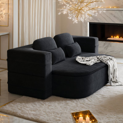 75''2-In-1 Foldable Sofa,Convertible Sleeper Foam Sofa Bed With Multi Functional Blanket, Corduroy Floor Folding Sofa Bed,  Floor Sofa Lounge Sofa For Living Room Bedroom Lounge Studio