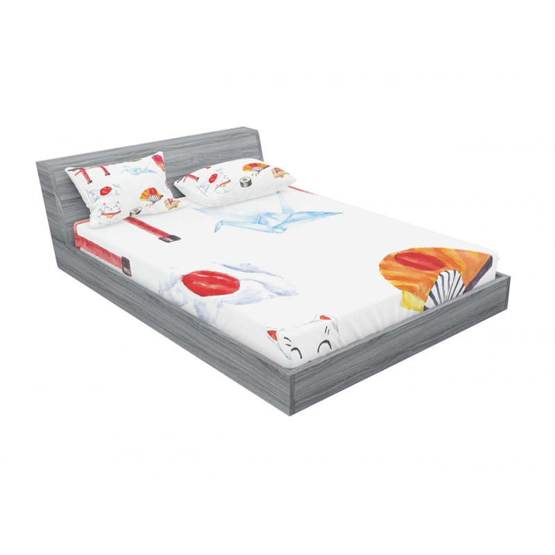 Ensemble de draps abstraits dessinés à la main, Ensemble de drap pour grand lit avec drap-housse