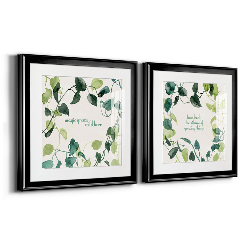 Magic Grows I Magic Grows I - ensemble de 2 reproductions d'art, H 17,5 po x l 35 po x P 1,5 po, Papier encadré noir, Blanc