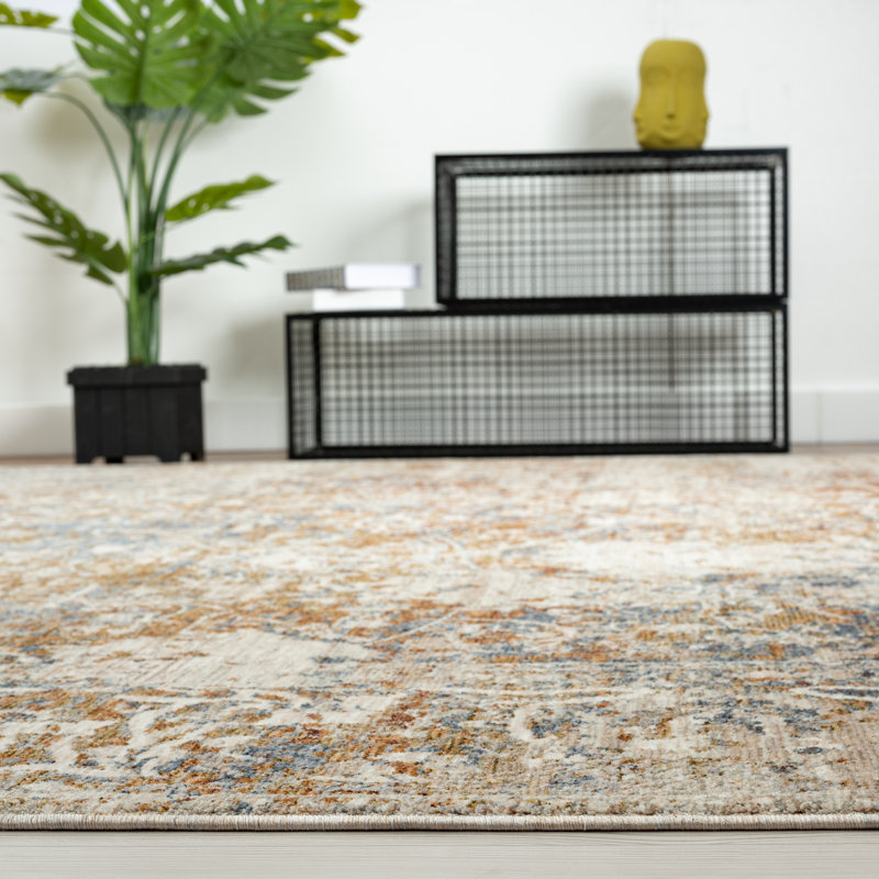 Dmoni Floral Area Rug in Rust, Rectangle 5'3" x 7'6"