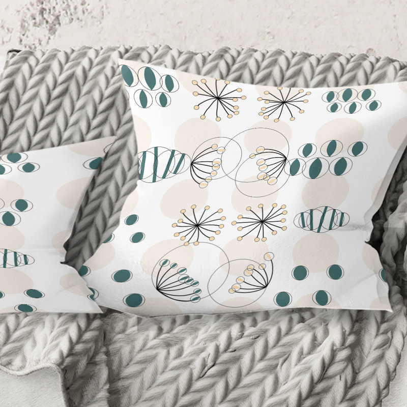 Motif géométrique abstrait moderne - Coussin Mid-Century, 16 po x 1 po