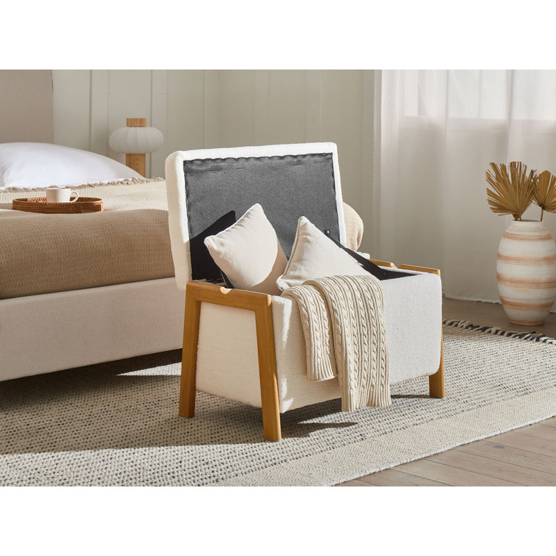 EDLAND Upholstered Storage Bench, White