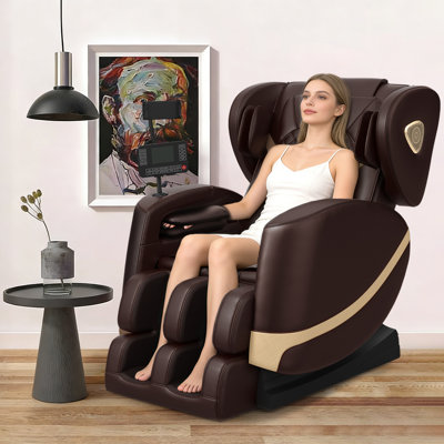 Full-body Massage Chair, Zero-gravity Massage Chair, 10 Fixed Rollers, Heating, Foot Massage, Automatic Mode, Bluetooth Speaker, Touch Screen Controller