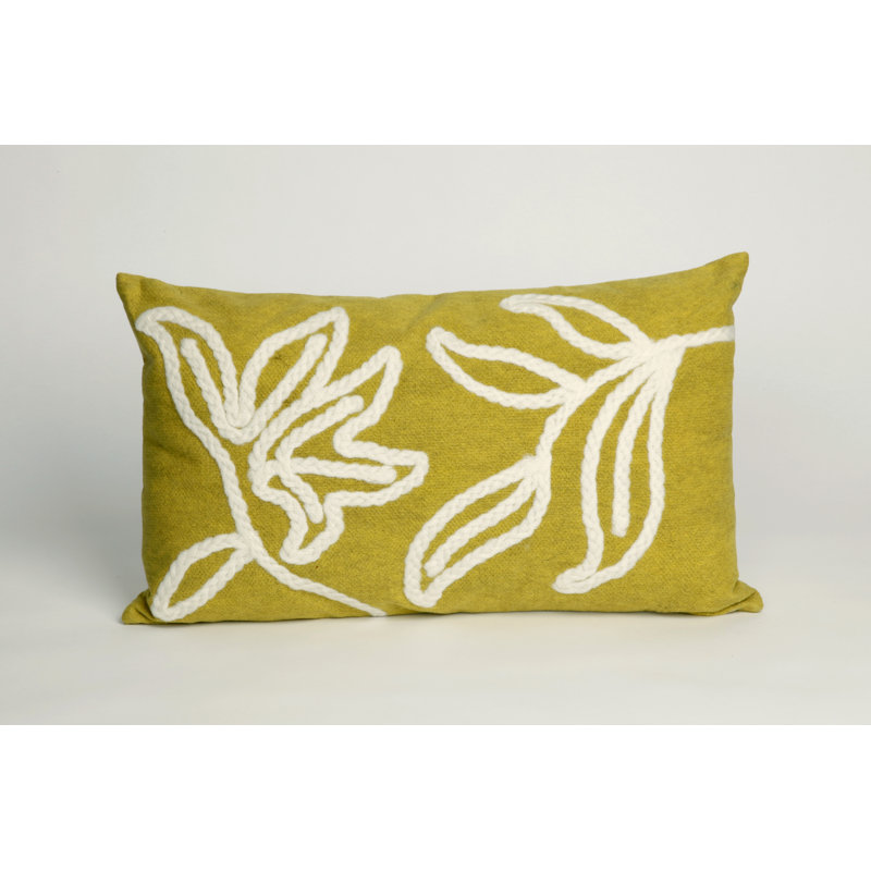 Embroidered Outdoor Throw Pillow, Lime